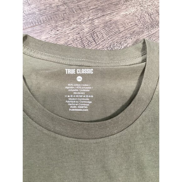 True Classic Mens Olive Crew Neck T-Shirt Size XXL Crew Neck Relaxed Fit Casual - Picture 3 of 6